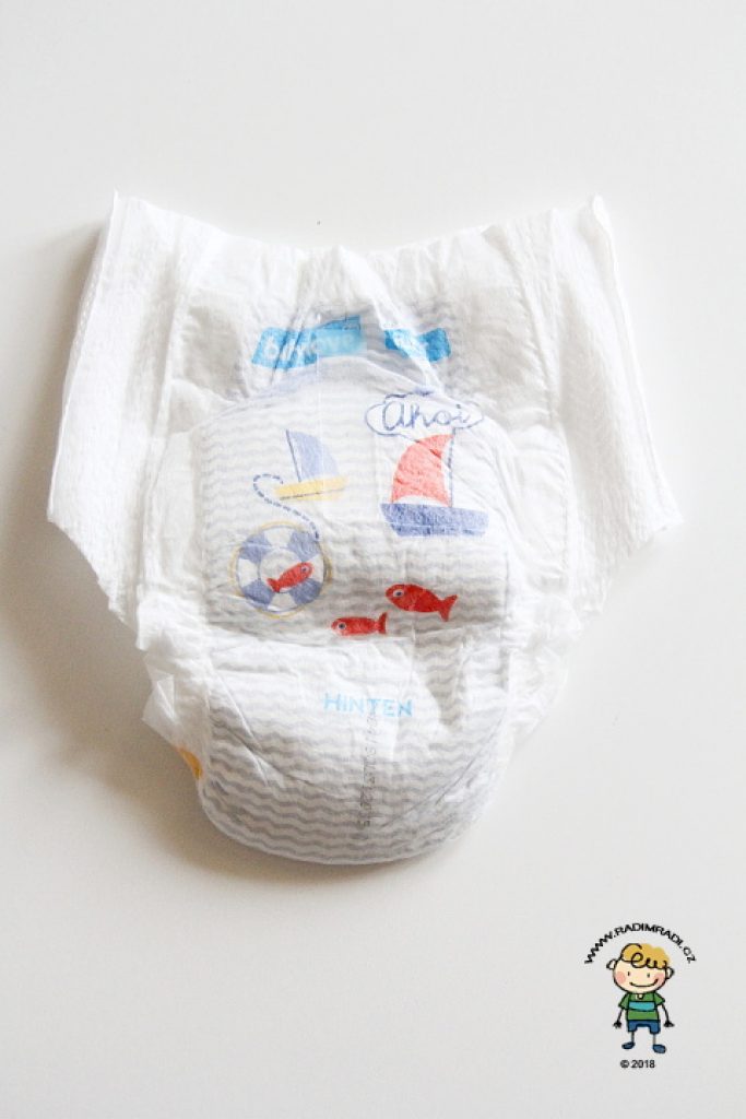 Plenkové kalhotky Babylove: Jak plenka vypadá ze zadní strany.